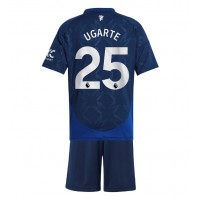 Manchester United Manuel Ugarte #25 Fußballbekleidung Auswärtstrikot Kinder 2024-25 Kurzarm (+ kurze hosen)